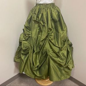 Bright Green Taffeta Victorian Ballgown Skirt